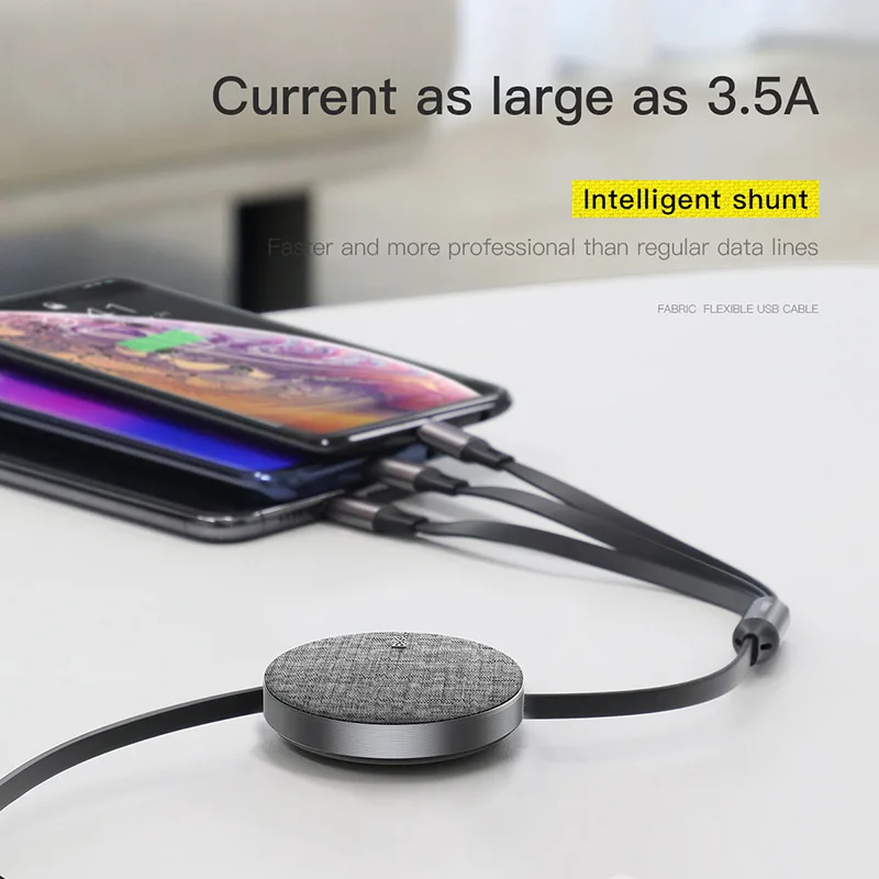 Выдвижной usb-кабель Baseus для iPhone XS Max XR X 8, кабель для зарядки и передачи данных, 3 в 1, кабель Micro USB, кабель USB type-C, адаптер