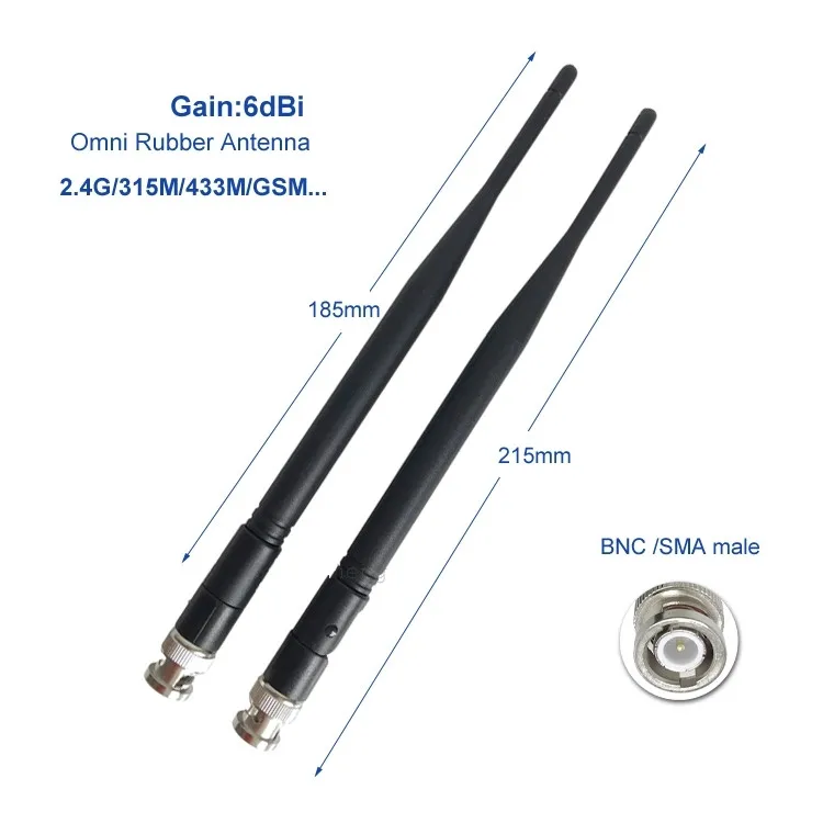 Внешний Wifi 2,4G 315 Mhz 433 Mhz резиновый стержень подвижный BNC Мужской 6dBi Omni 900/1800 M GSM антенна 1 шт
