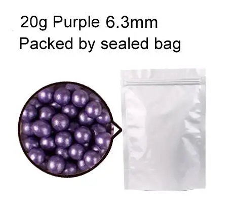 20g Purple 6.3mm 20 г красочные бусины съедобный жемчуг сахарный шар помадка DIY торт Naking Силиконовый Шоколад для украшения с помощью сахара конфеты Fimo глина GYH - Цвет: 20g Purple 6.3mm