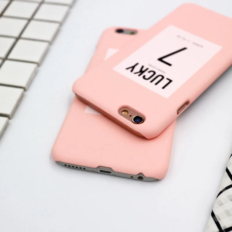 JIBAN Pink lucky letter Phone Case for iphone 7 6S 8plus Back Cover frosted protective sleeve Apple X 5S phone shell | Мобильные