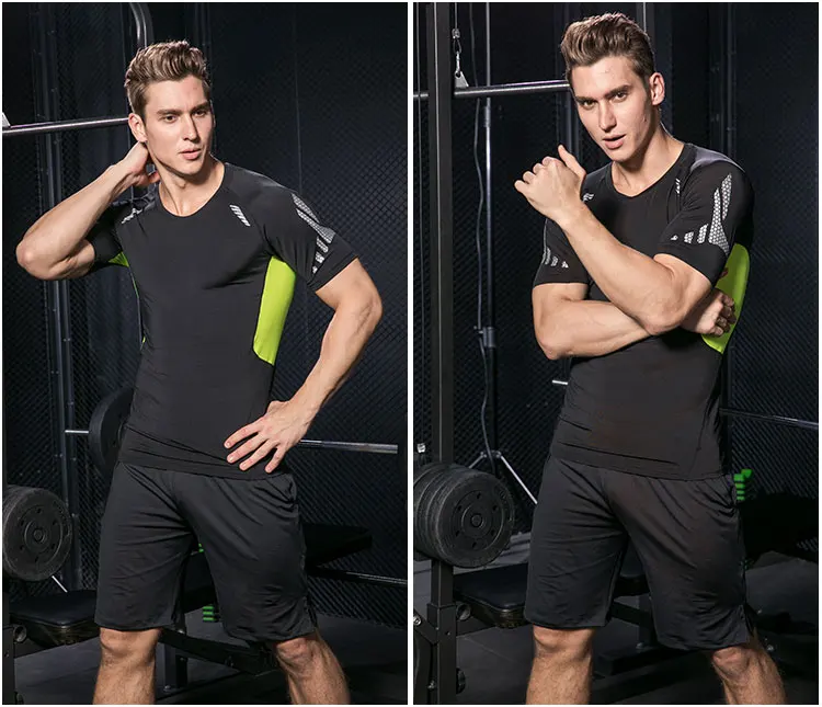 Мужские спортивные футболки Топ Футболка компрессионная Gymwear беговые футболки быстросохнущая Бодибилдинг тренировка Футболка для мужчин короткий рукав