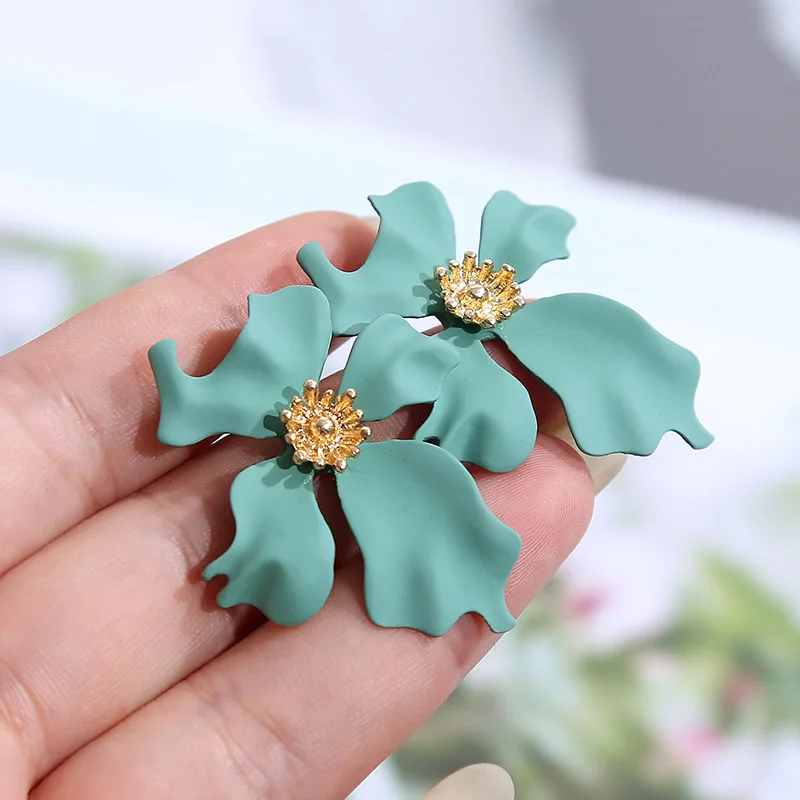 Женские серьги подвески с цветком 6 цветов розовый красный оранжевый зеленый