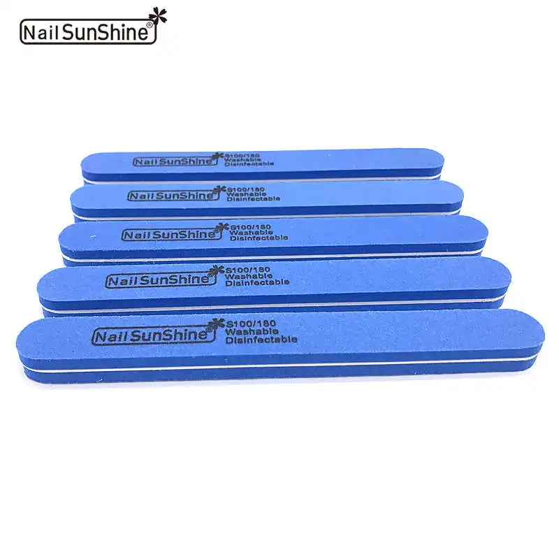Blue 10 шт./лот Профессиональный Пилочки для ногтей 100/180 nail Art шлифовальные Полировочный, маникюрный набор инструментов для ногтей буфера губка для удаления пилка для ногтей - Цвет: Blue