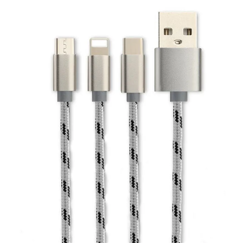 USB кабель для iPhone Выдвижной зарядки Зарядное устройство Type C Micro Android 3 в 1 и 2