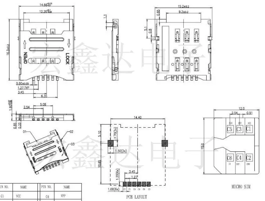 

10Pcs/Lot Mobile Phone Sim Card Micro Card Flip Type 1.8H 6P Sim Card Slot