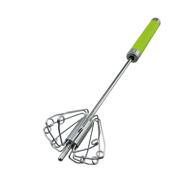 

Wholesale 2 pc/lot Semi-automatic egg beater 12 inch stainless steel egg beater rotating rubber handle egg beater