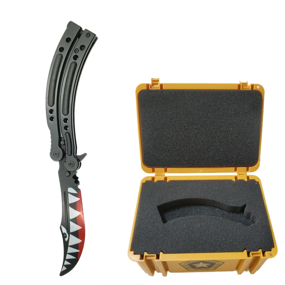 Black Shark Swayboo CS GO Karambit складной набор ножей чехол бабочка в коробке для ножей допплеровский тренировочный нож без края ревой практический инструмент - Цвет: Black Shark