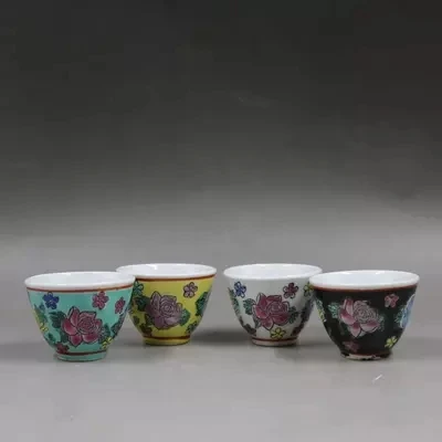 Jingdezhen old factory antique pastel Peony Tea Cup