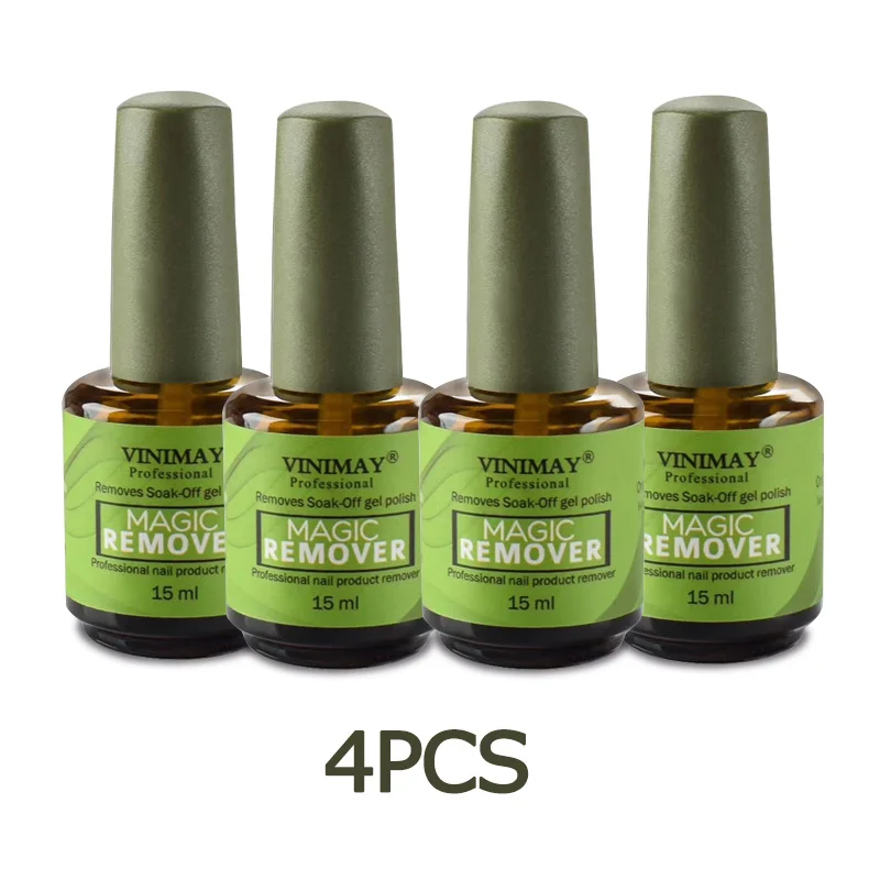 4pcs magic remover VINIMAY Burst Magic Remove UV средство для снятия гель-лака Замачивание праймер для ногтей акриловый чистящий обезжириватель для лака для ногтей 15 мл - Цвет: 4pcs magic remover