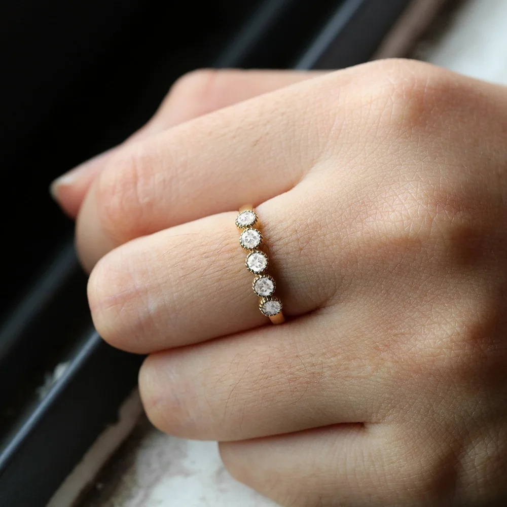 Новое простое 14K Золотое кольцо с бриллиантом однорядное ювелирные изделия