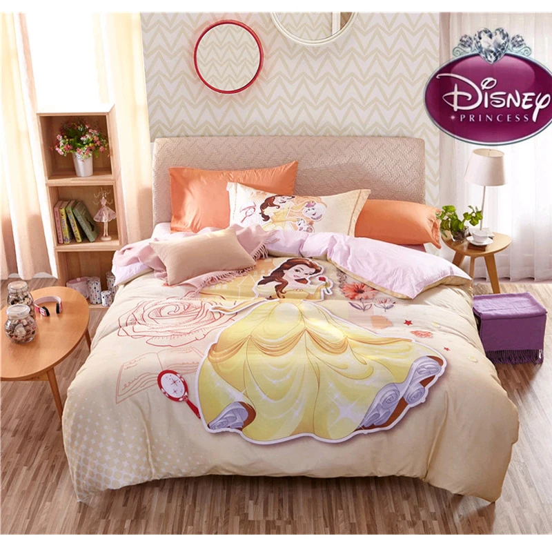 Disney Princess Bella желтый Комплект постельного белья для девочек подростков Декор