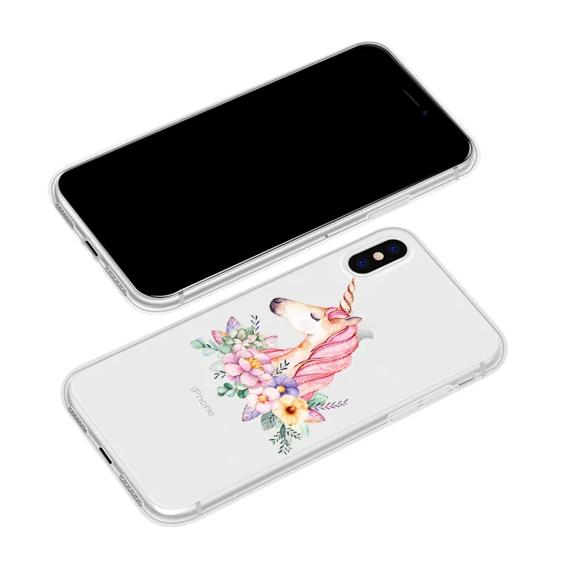 Милый чехол для телефона с рисунком единорога iPhone 5 5s SE XS XR 6 6S Plus Прозрачный ультра