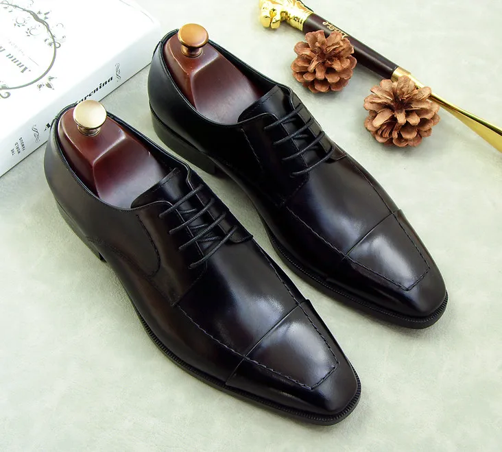 

Spring New Leather Men's Business Dress Casual Shoes British Three Joints Pointed Leather Shoes Men Business Casual Wedding Shoe