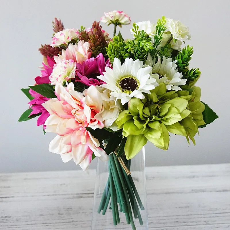 12 шт. искусственные цветы для рук|silk dahlias|daisy artificialhand flower |