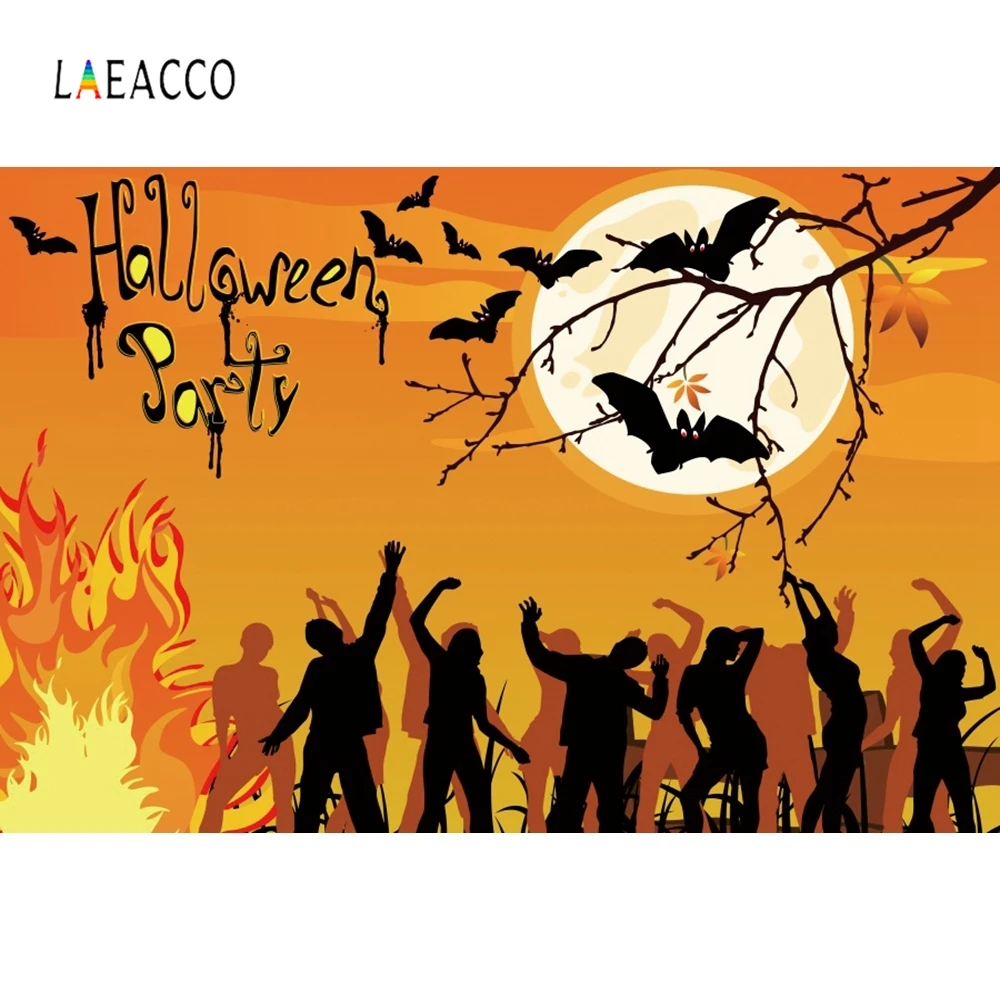 Фоны Laeacco с ведьмой призраком черной кошкой старым замком на Хэллоуин для