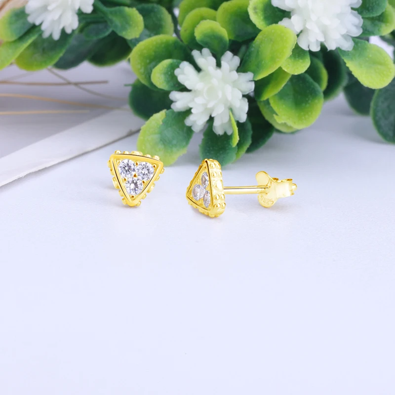 Женские серьги гвоздики из серебра 2019 пробы с треугольниками|Серьги-гвоздики| |