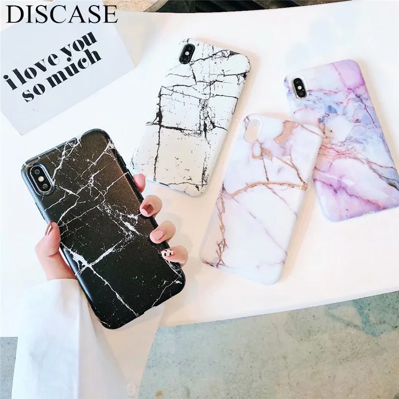 DISCASE модный мраморный чехол для телефона iphone 8 7 plus XS MAX XR матовый мягкий корпус 6 6s