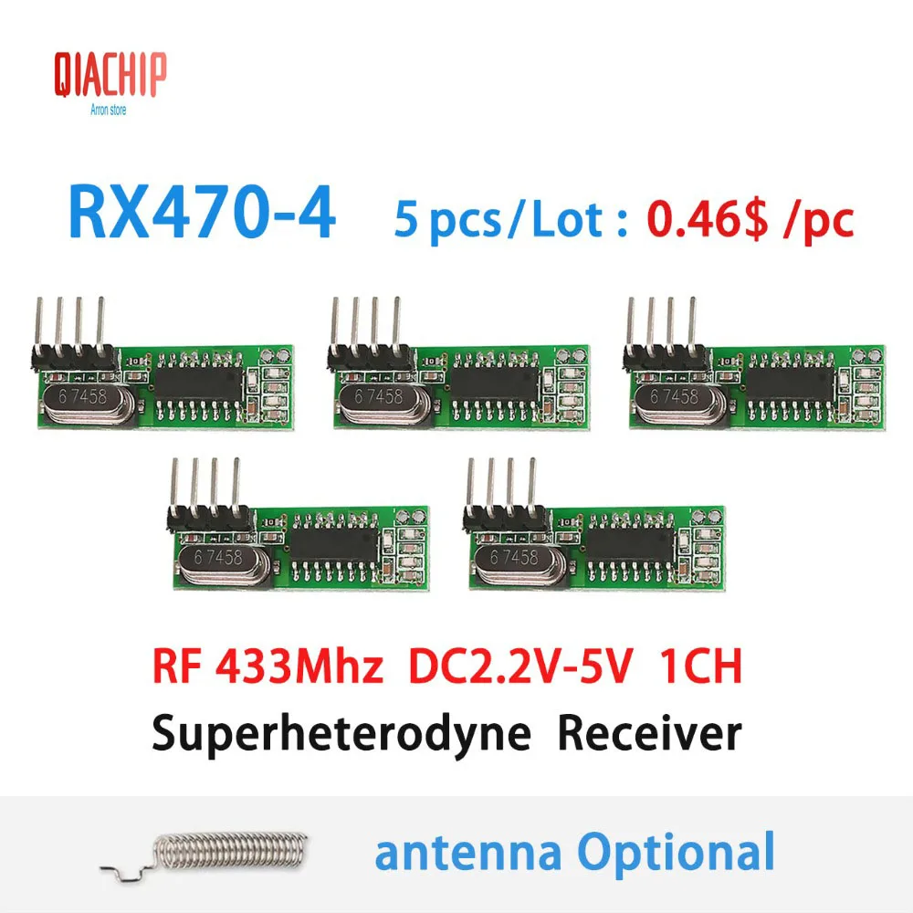 Сверхгетеродинный приемник QIACHIP RF 433 МГц беспроводное реле постоянного тока 1