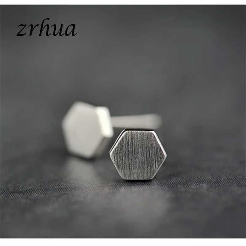 Серьги гвоздики ZRHUA серебристого цвета для женщин и девушек простые