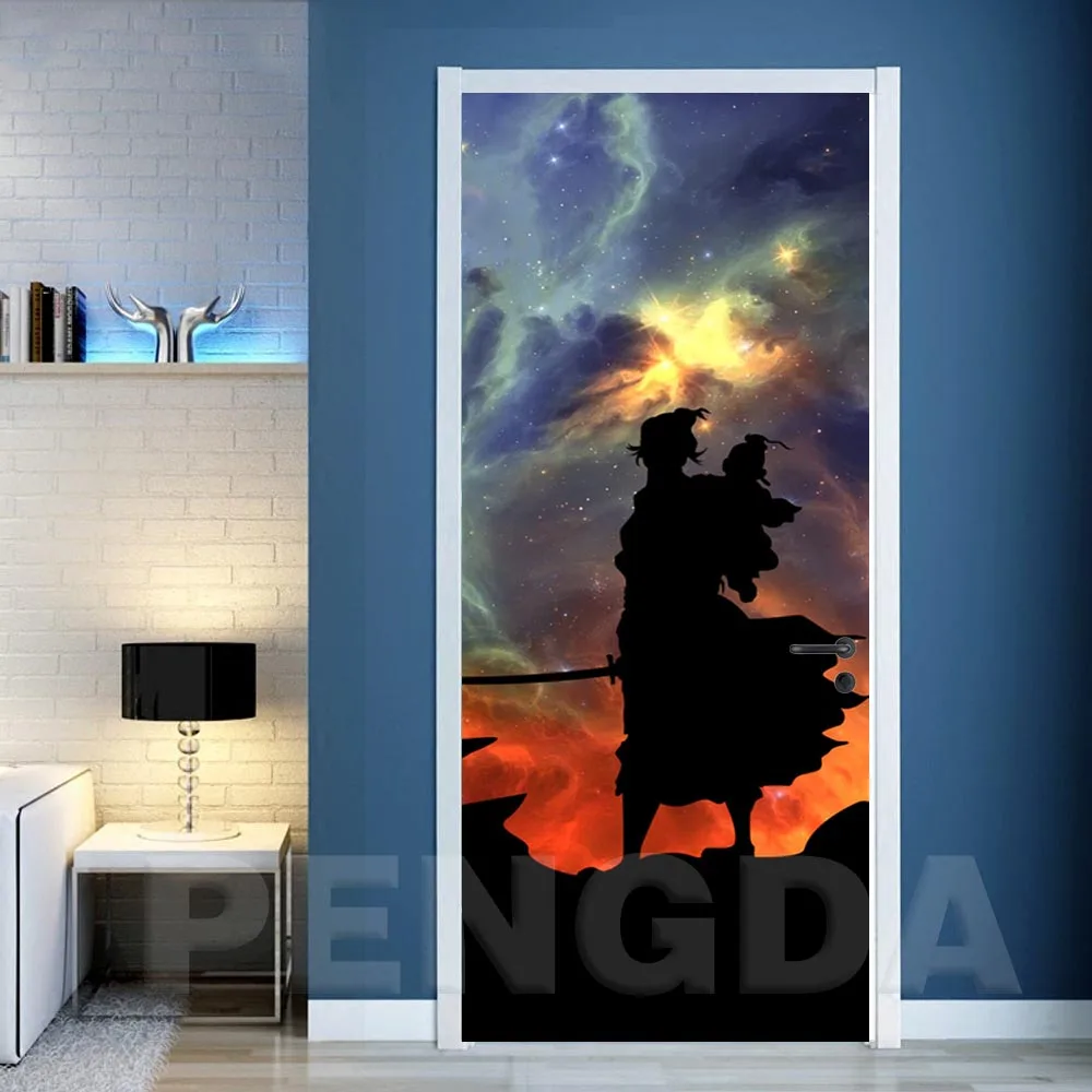 Творческий 3D двери наклейки ПВХ Водонепроницаемый ремонт фотообои с героями