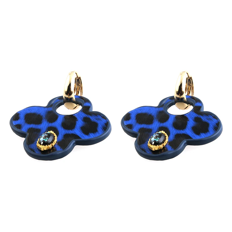 Женские большие серьги NeeFu WoFu длинные из клевера и кожи с камнями для