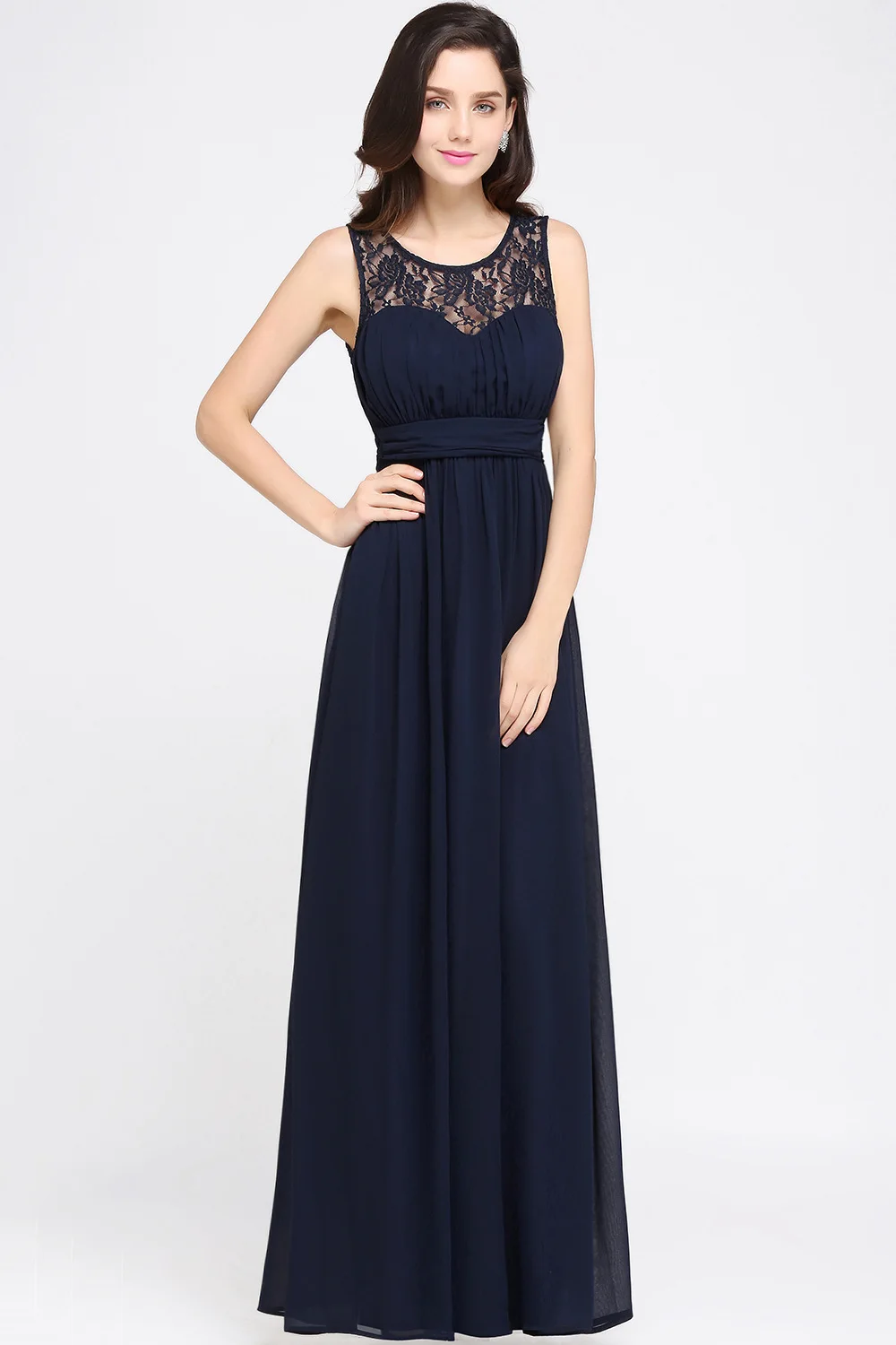 Элегантные шифоновые длинные свадебные платья с вырезом лодочкой кружевной топ