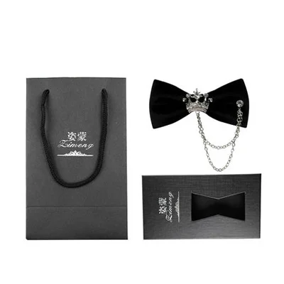 Black Paper box Модный свадебный классический черный галстук-бабочка креативный металлический декор в виде короны мужской галстук-бабочка костюм галстук-бабочка мужские костюмы Аксессуары - Цвет: Black Paper box