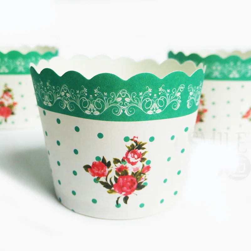 100pcs Flowers design cupcake Cake Paper Cup Molds High Temperature Resistance Baking Tools for birthday wedding festival party | Дом и сад
