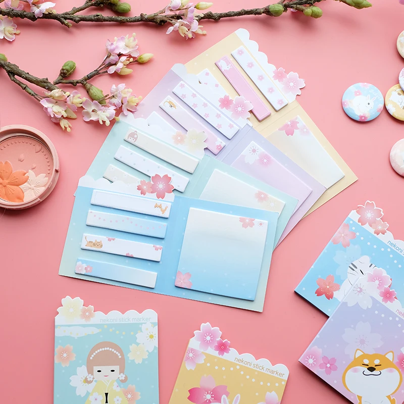 

1pcs Memo Pads Sticky Notes Cherry blossom Paper Notepad diary Scrapbooking Stickers Office School stationery Notepads