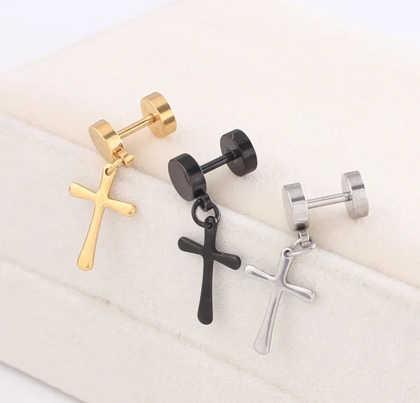 1 пара 2 штуки распродажа полностью титановая сталь черный золотой крест модные