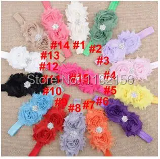 Новые Девушки ободки шифон потертые цветы двойной цветок розы с CZ бриллиантовые