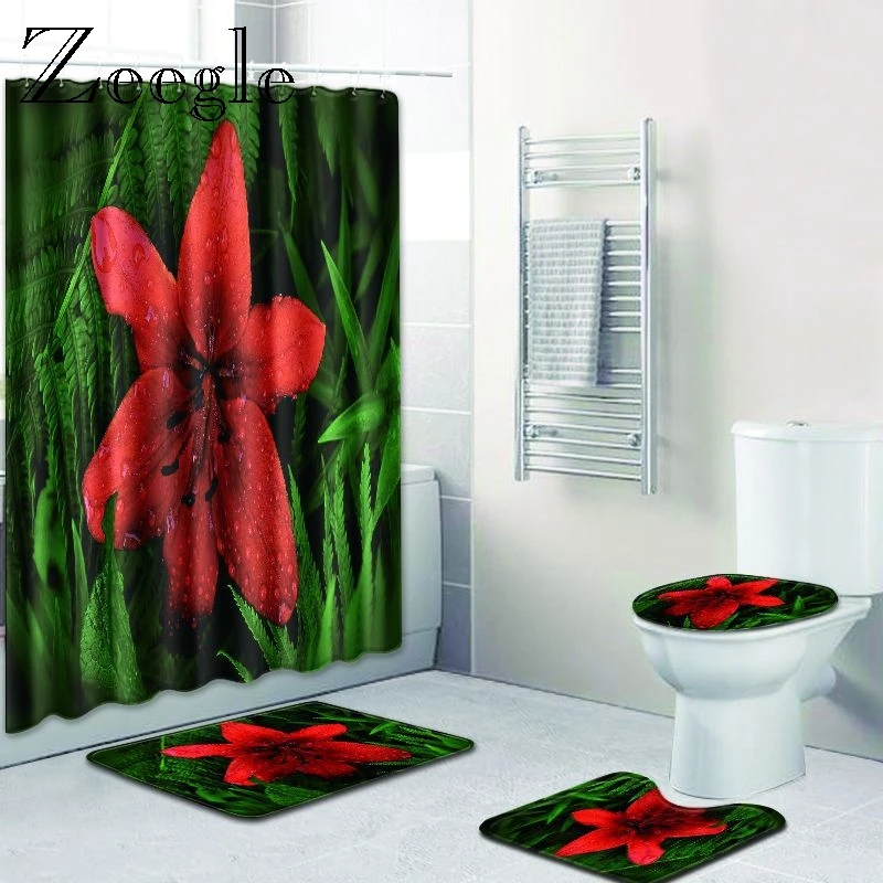 

Zeegle Bathroom Mats Anti Slip Bathroom Mat Set Coral Fleece Floor Bath Mat Washable Bathroom Toilet Rugs Absorbing Carpet