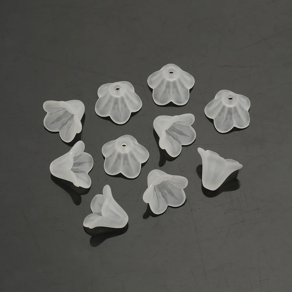 

Doreen Box hot- White Lily Flower Frosted Acrylic Beads 14x10mm, sold per packet of 200(B15307)