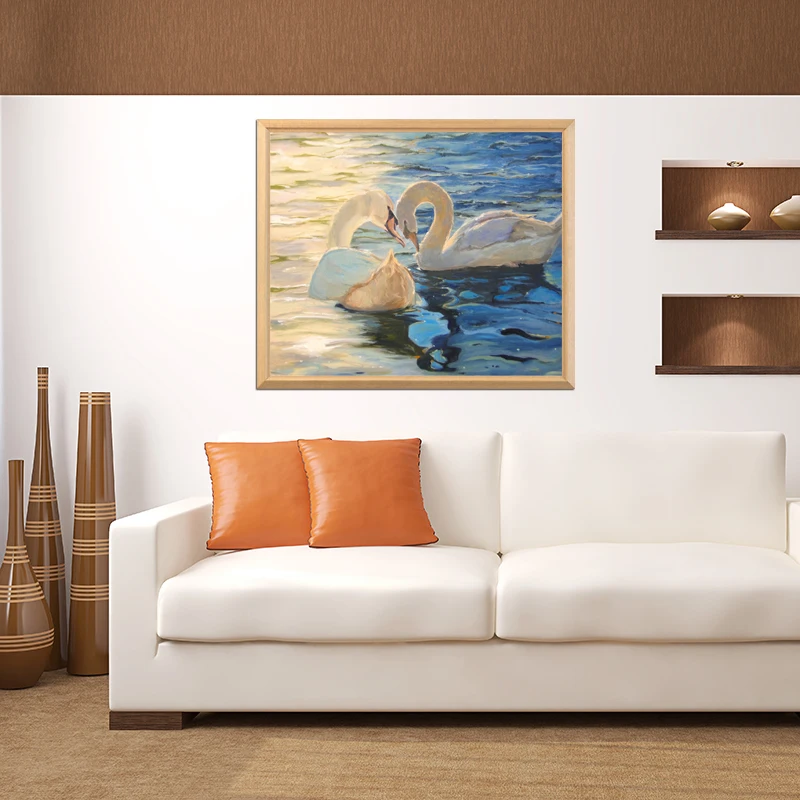 OUYIJIA Swans Couple In The Sunshine 5D DIY Diamond Painting Full Square Embroidery Picture Rhinestones Mosaic | Дом и сад