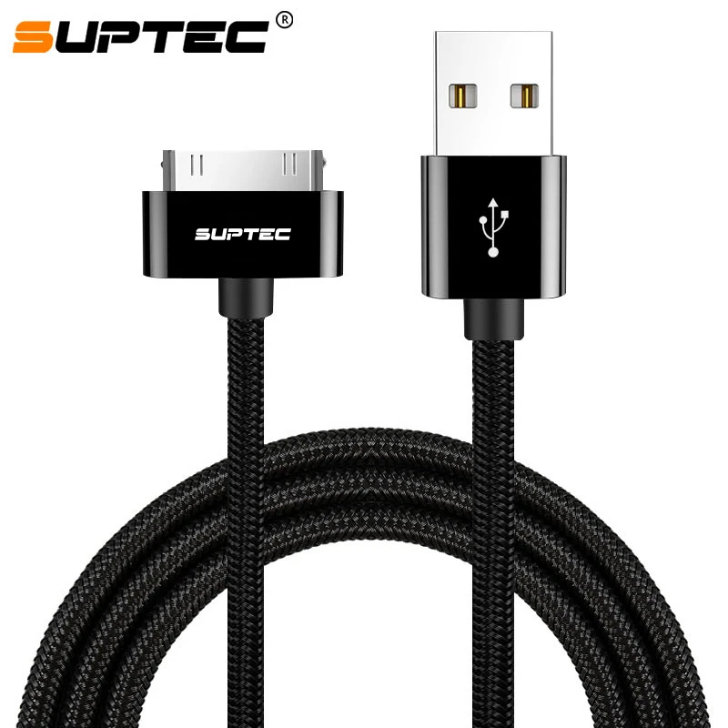 SUPTEC 2 м 3 м USB кабель для iPhone 4 4S 2,4 А нейлоновый Плетеный 30 Pin кабель для быстрой зарядки и передачи данных для iPad 1 2 3 iPod Nano шнур