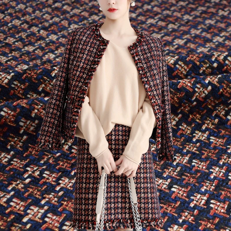 Новинка 2018 2 цвета твидовая ткань в клетку для пальто и платьев|Ткань| |