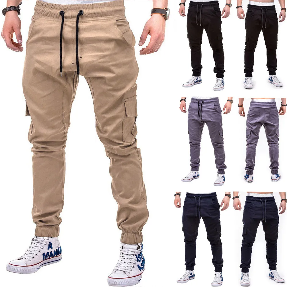 Летняя новая мода Roupas мужские спортивные однотонные повязки повседневные свободные спортивные штаны с завязками 4,17