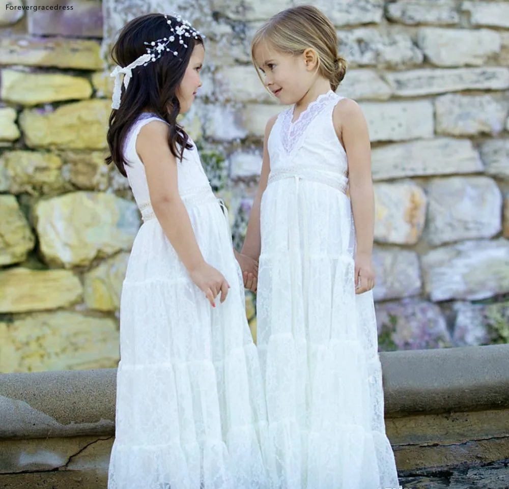 Кружевное платье с V-образным вырезом для девочек в стиле бохо | Свадьбы и