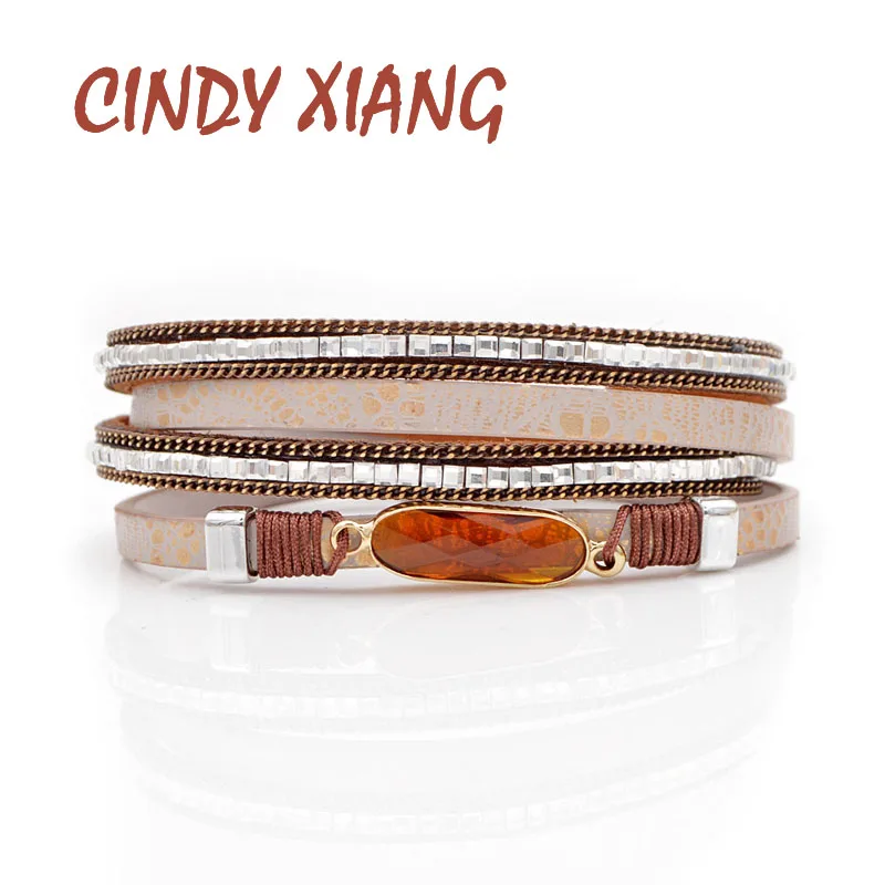 CINDY XIANG 3 вида цветов доступные стразы кожаные браслеты для женщин и мужчин