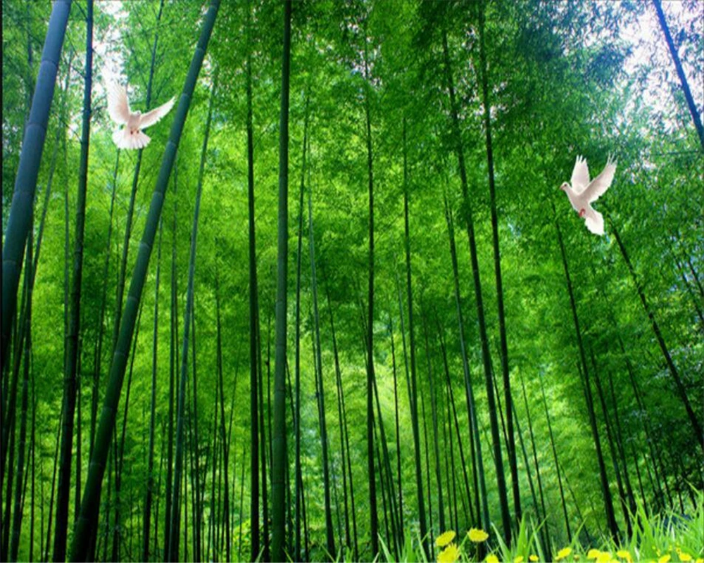 

Beibehang Custom wallpaper bamboo green 3 d landscape the sitting room TV setting wall family adornment picture 3d wallpaper