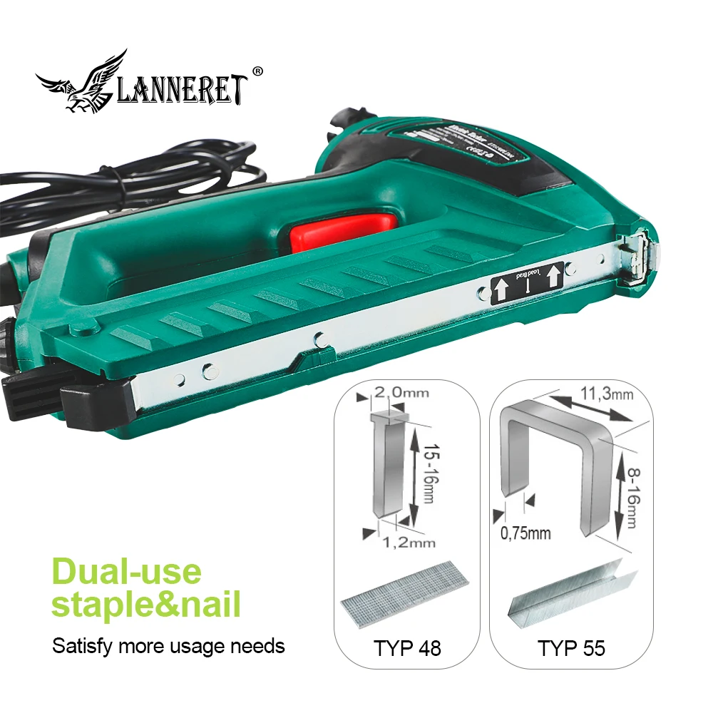 LANNERET 5A 720 Вт Электрический Tacker 2 в 1 гвоздезабиватель штапель пистолет