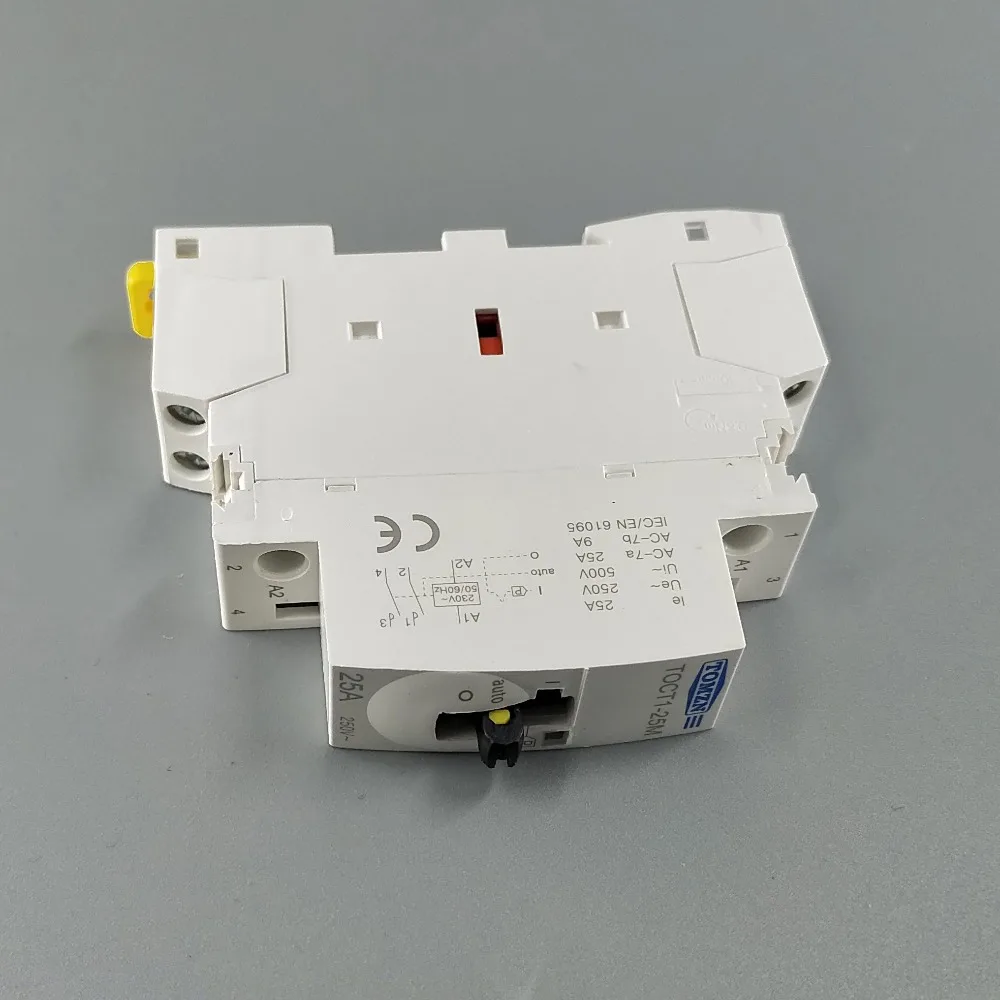 Бытовой модульный контактор переменного тока TOCT1 2P 25 А 220 В 230 50/60 Гц Din-рейка с