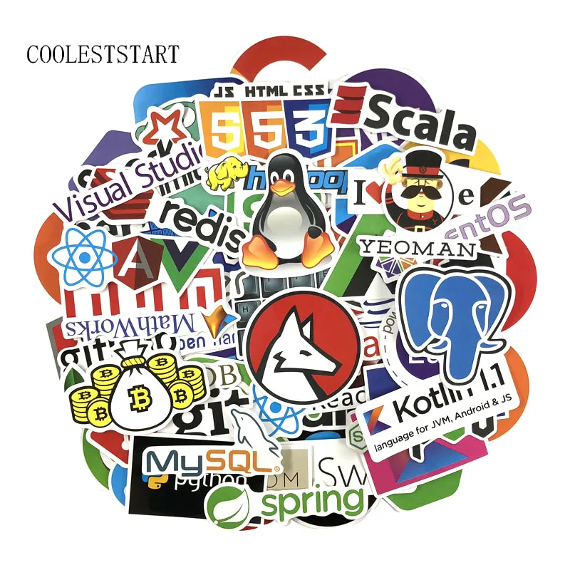 73 шт./лот, наклейки для разработчика Docker, хакер, CSS, программист, sql-стикеры для багажа, холодильника, ноутбука, гитары, водонепроницаемые наклейки