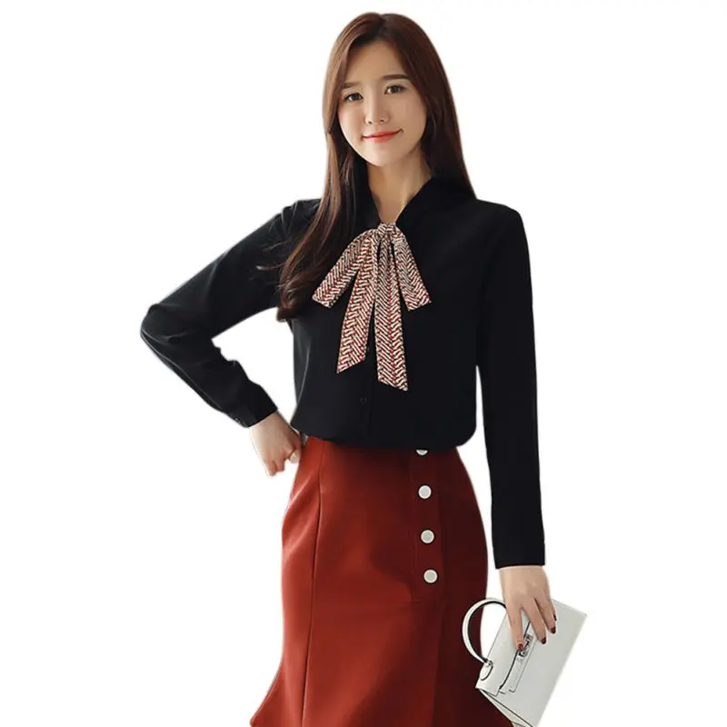 Женская шифоновая блузка с v-образным вырезом и длинными рукавами элегантная