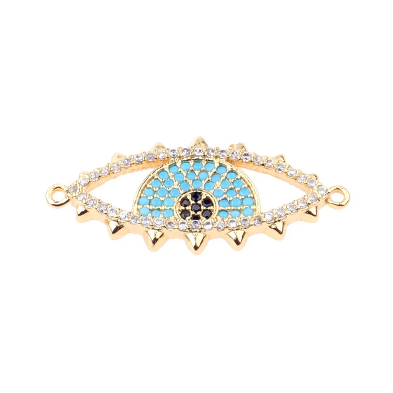 Коннектор для браслетов/ожерелий с фианитом голубой глаз 2018 | Украшения и