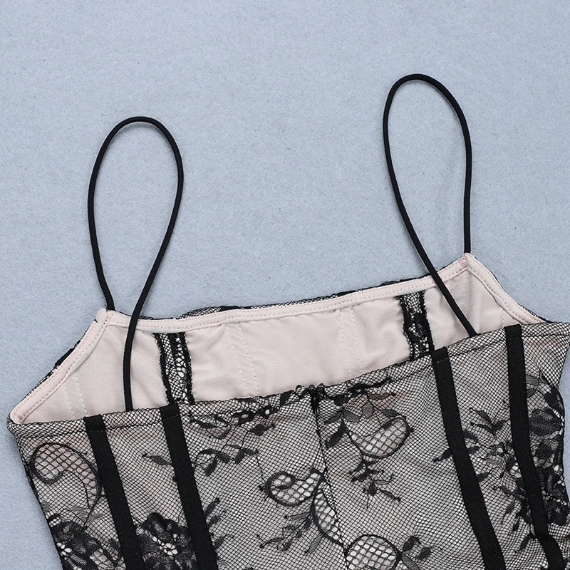 INDRESSME Vestidos Элегантный Для женщин пикантные с квадратным вырезом без рукавов на спинки Кружева вечерние летние ботильоны Длина комбинезон Лидер продаж