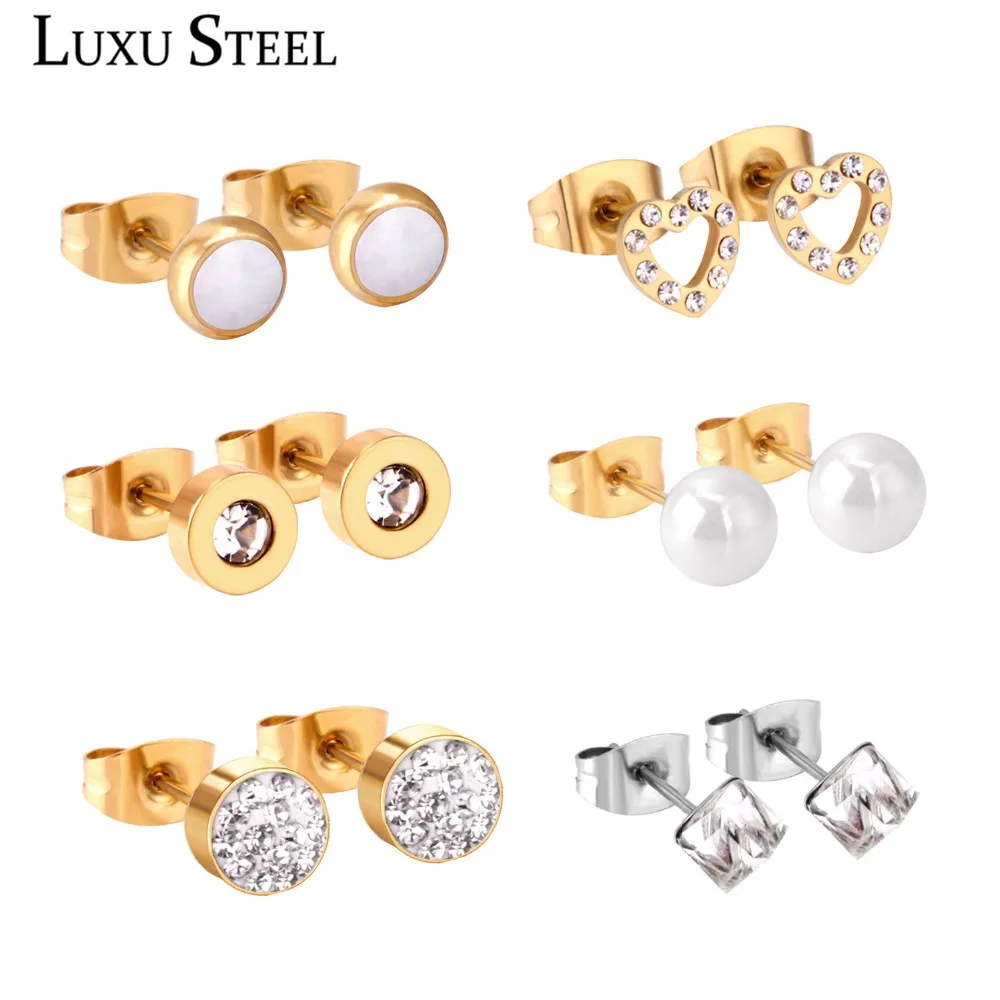 LUXU стальная нержавеющая сталь застежка 6 пар/кор. набор сережек с кубическим