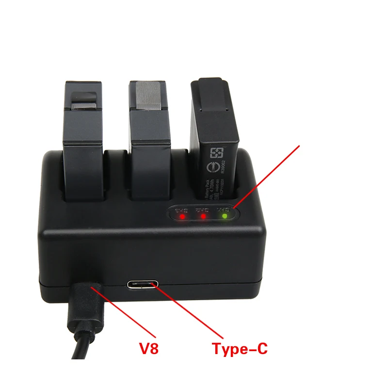Mount Dog 3 шт. батарея с тремя портами USB зарядное устройство для GoPro Hero 7 6 5 черный