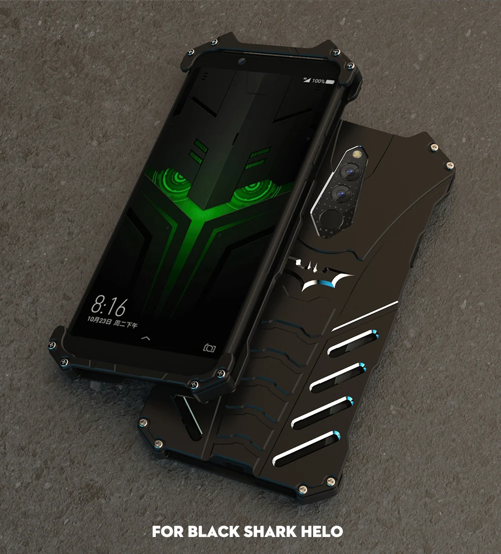 Металлический чехол с летучей мышью для Xiaomi Mi Black Shark 2 Pro Helo, жесткий чехол с полым корпусом, теплоотдача, противоударный модный спортивный чехол+ ремни