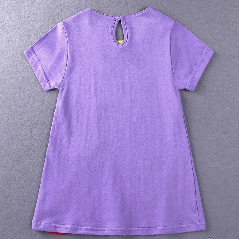 Летние Детские платья для девочек Повседневное платье в полоску с мультяшными